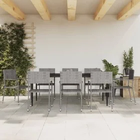 Juego de comedor jardín 9 pzas ratán sintético acero gris negro von , Gartensets - Ref: Foro24-3203295, Preis: 391,86 €, Raba...