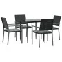 Juego comedor jardín 5 piezas y cojines ratán sintético y acero de , Conjuntos de jardín - Ref: Foro24-3187002, Precio: 281,2...