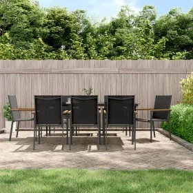 Juego de comedor para jardín 9 piezas acero y textilene negro by , Garden sets - Ref: Foro24-3187040, Price: 657,28 €, Discou...