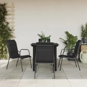 Juego de comedor para jardín 5 piezas acero y textilene negro by , Garden sets - Ref: Foro24-3200711, Price: 270,01 €, Discou...