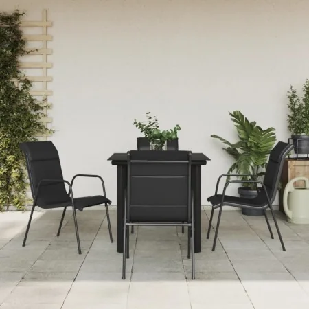 Juego de comedor para jardín 5 piezas acero y textilene negro von , Gartensets - Ref: Foro24-3200711, Preis: 270,01 €, Rabatt: %