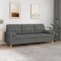 Sofá de 3 plazas con cojines tela gris oscuro 180 cm by , Sofas - Ref: Foro24-3200791, Price: 319,09 €, Discount: %