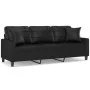 Sofá de 3 plazas con cojines cuero sintético negro 180 cm | Foro24.es | Tu tienda online para hogar, jardín y más Foro24.es