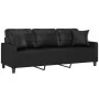 Sofá de 3 plazas con cojines cuero sintético negro 180 cm | Foro24.es | Tu tienda online para hogar, jardín y más Foro24.es