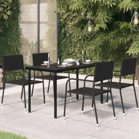 Mesa de comedor de jardín acero y vidrio negra 140x70x74 cm de , Mesas de jardín - Ref: Foro24-318747, Precio: 140,97 €, Desc...