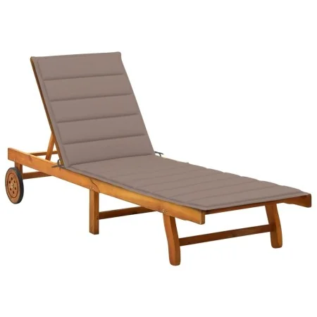 Tumbona de jardín con cojín madera maciza de acacia de , Tumbonas - Ref: Foro24-3061352, Precio: 208,59 €, Descuento: %