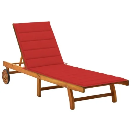 Tumbona de jardín con cojín madera maciza de acacia de , Tumbonas - Ref: Foro24-3061350, Precio: 208,59 €, Descuento: %