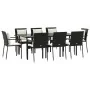 Set de comedor de jardín 9 pzas y cojines ratán sintético negro de , Conjuntos de jardín - Ref: Foro24-3185100, Precio: 806,4...