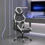 Silla gaming masaje y reposapiés cuero sintético negro blanco | Foro24.es | Tu tienda online para hogar, jardín y más Foro24.es