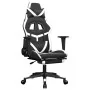 Silla gaming masaje y reposapiés cuero sintético negro blanco | Foro24.es | Tu tienda online para hogar, jardín y más Foro24.es