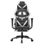 Silla gaming masaje y reposapiés cuero sintético negro blanco | Foro24.es | Tu tienda online para hogar, jardín y más Foro24.es