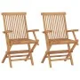 Sillas de jardín 2 uds madera maciza de teca con cojines azules by , Garden chairs - Ref: Foro24-3062512, Price: 197,94 €, Di...