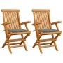Sillas de jardín 2 uds madera maciza de teca con cojines grises von , Gartenstühle - Ref: Foro24-3062488, Preis: 200,50 €, Ra...