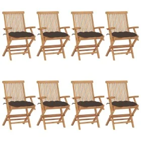 Sillas de jardín 8 uds madera teca con cojines gris taupe von , Gartenstühle - Ref: Foro24-3072912, Preis: 618,43 €, Rabatt: %
