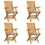 Sillas de jardín 4 uds madera teca con cojines a cuadros grises von , Gartenstühle - Ref: Foro24-3065631, Preis: 372,26 €, Ra...