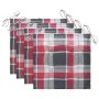 Sillas de jardín 3 uds madera teca con cojines a cuadros rojos by , Garden chairs - Ref: Foro24-3062527, Price: 231,82 €, Dis...