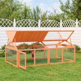 Corral de madera maciza pino marrón 200x112,5x74 cm by , Cages and habitats for small animals - Ref: Foro24-172300, Price: 22...