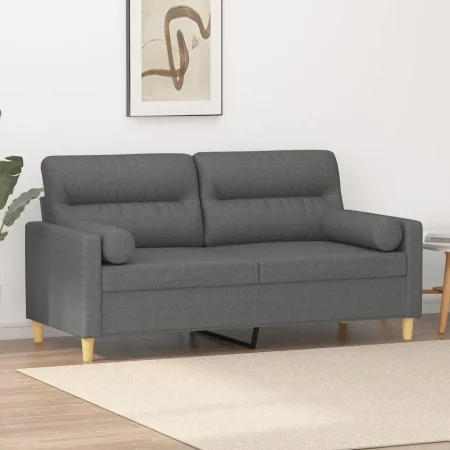 Sofá de 2 plazas con cojines tela gris oscuro 140 cm by , Sofas - Ref: Foro24-3200822, Price: 224,52 €, Discount: %