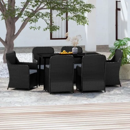 Juego de comedor de jardín 7 piezas con cojines negro de , Conjuntos de jardín - Ref: Foro24-3099544, Precio: 939,23 €, Descu...