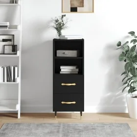 Aparador de madera contrachapada negro 34,5x34x90