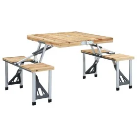 Mesa de camping plegable con 4 asientos acero aluminio by , camping furniture - Ref: Foro24-47687, Price: 117,39 €, Discount: %