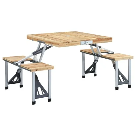 Mesa de camping plegable con 4 asientos acero aluminio de , Mobiliario de camping - Ref: Foro24-47687, Precio: 117,39 €, Desc...