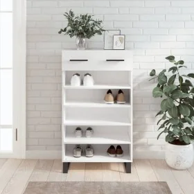 Zapatero madera de ingeniería blanco 60x35x105 cm