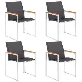 Sillas de jardín 4 unidades textilene y acero inoxidable gris von , Gartenstühle - Ref: Foro24-46496, Preis: 295,19 €, Rabatt: %