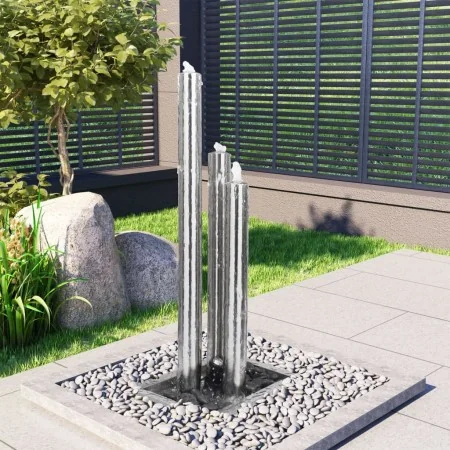 Fuente de jardín de acero inoxidable plateado 48x34x123 cm de , Fuentes y cascadas - Ref: Foro24-48091, Precio: 368,29 €, Des...