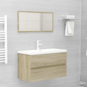 Set de muebles de baño 2 pzas contrachapada roble