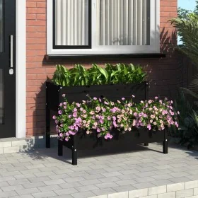 Jardinera de madera de pino maciza negra