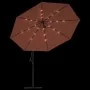 Sombrilla de jardín voladiza con luces LED terracota 350 cm by , Umbrellas - Ref: Foro24-313783, Price: 134,60 €, Discount: %