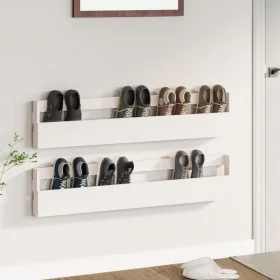 Estantes zapatos de pared 2 uds madera pino blanco 110x9x23cm by , Shoe racks and shoe organizers - Ref: Foro24-833276, Price...