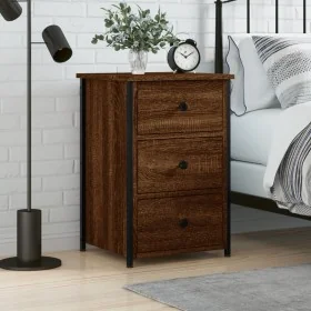 Mesita de noche madera de ingeniería roble marrón