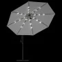 Sombrilla voladiza jardín con luces LED palo acero arena 350 cm by , Umbrellas - Ref: Foro24-44523, Price: 133,86 €, Discount: %