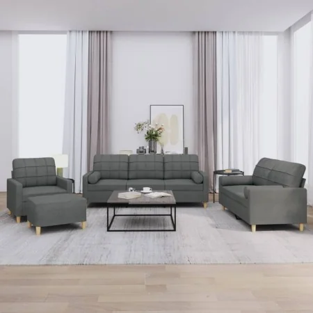 Juego de sofás con cojines 4 piezas tela gris oscuro von , Sofas - Ref: Foro24-3201267, Preis: 719,82 €, Rabatt: %