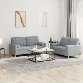 Juego de sofás con cojines 2 piezas tela gris claro by , Sofas - Ref: Foro24-3201290, Price: 415,57 €, Discount: %