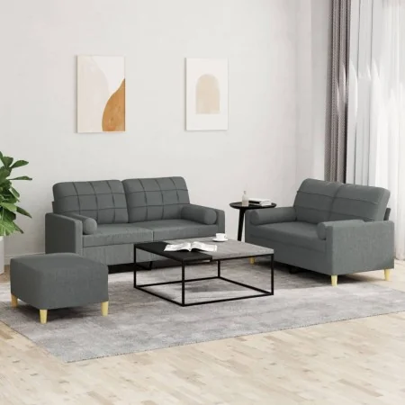 Juego de sofás con cojines 3 piezas tela gris oscuro von , Sofas - Ref: Foro24-3201299, Preis: 486,83 €, Rabatt: %