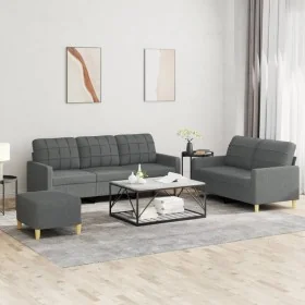 Juego de sofás con cojines 3 piezas tela gris oscuro by , Sofas - Ref: Foro24-3201315, Price: 544,75 €, Discount: %