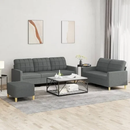 Juego de sofás con cojines 3 piezas tela gris oscuro by , Sofas - Ref: Foro24-3201315, Price: 547,44 €, Discount: %