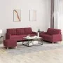 Juego de sofás con cojines 3 piezas tela rojo tinto by , Sofas - Ref: Foro24-3201320, Price: 472,38 €, Discount: %