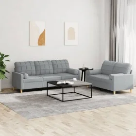 Juego de sofás con cojines 2 piezas tela gris claro von , Sofas - Ref: Foro24-3201322, Preis: 479,22 €, Rabatt: %