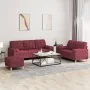 Juego de sofás con cojines 3 piezas tela rojo tinto by , Sofas - Ref: Foro24-3201336, Price: 505,78 €, Discount: %
