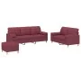 Juego de sofás con cojines 3 piezas tela rojo tinto by , Sofas - Ref: Foro24-3201336, Price: 505,78 €, Discount: %