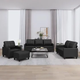Juego de sofás con cojines 4 piezas cuero sintético negro by , Sofas - Ref: Foro24-3201343, Price: 662,97 €, Discount: %