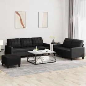 Juego de sofás con cojines 3 piezas cuero sintético negro by , Sofas - Ref: Foro24-3201383, Price: 511,62 €, Discount: %