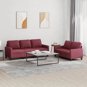 Juego de sofás con cojines 2 piezas tela rojo