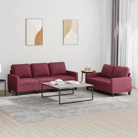 Juego de sofás con cojines 2 piezas tela rojo tinto de , Sofás - Ref: Foro24-3201466, Precio: 433,83 €, Descuento: %