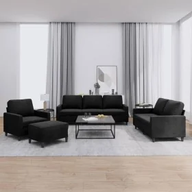 Juego de sofás con cojines 4 piezas terciopelo negro by , Sofas - Ref: Foro24-3201491, Price: 686,94 €, Discount: %