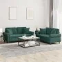 Juego de sofás con cojines 2 piezas terciopelo verde oscuro | Foro24.es | Tu tienda online para hogar, jardín y más Foro24.es